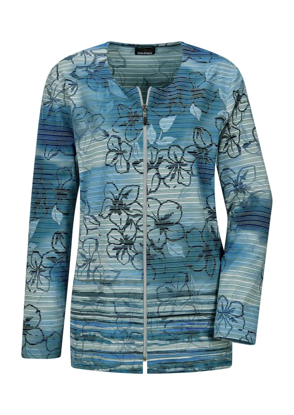 Shirtjacke aus geringeltem Struktur-Jersey