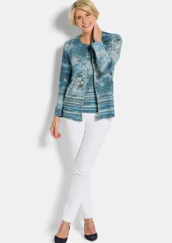 Shirtjacke aus geringeltem Struktur-Jersey