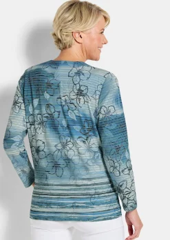 Shirtjacke aus geringeltem Struktur-Jersey