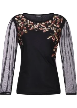 Shirt mit aufwendiger Paillettenstickerei
