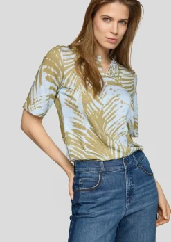 Shirt mit Blätterprint aus Flammengarn