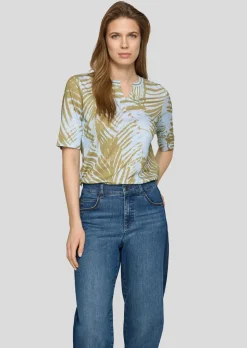 Shirt mit Blätterprint aus Flammengarn