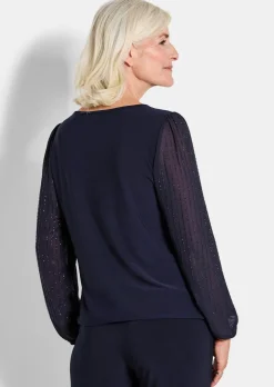 Shirt mit glitzernden Chiffon-Ärmeln
