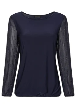 Shirt mit glitzernden Chiffon-Ärmeln