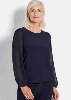 Shirt mit glitzernden Chiffon-Ärmeln