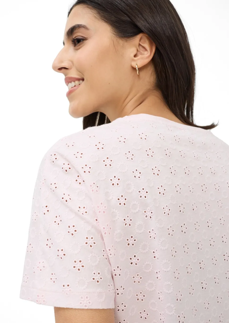Shirt mit Lochstickerei aus reiner Baumwolle