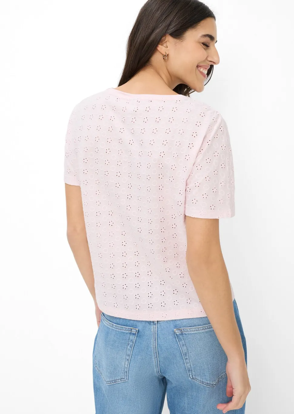 Shirt mit Lochstickerei aus reiner Baumwolle