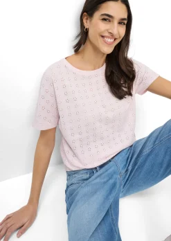 Shirt mit Lochstickerei aus reiner Baumwolle