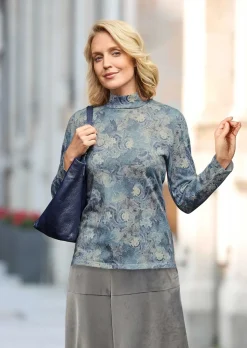 Stehbundpullover mit farbharmonischem Druck