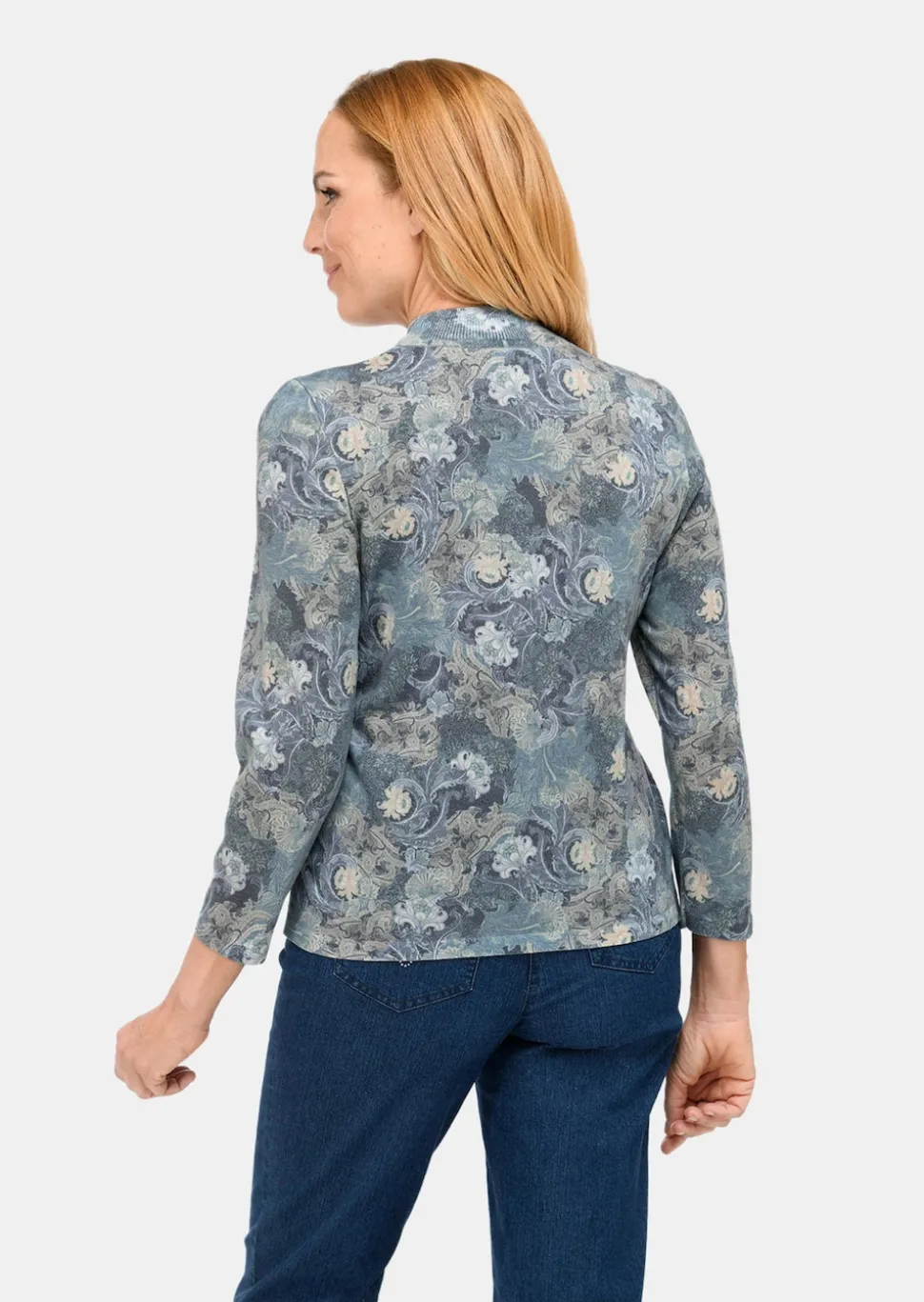 Stehbundpullover mit farbharmonischem Druck