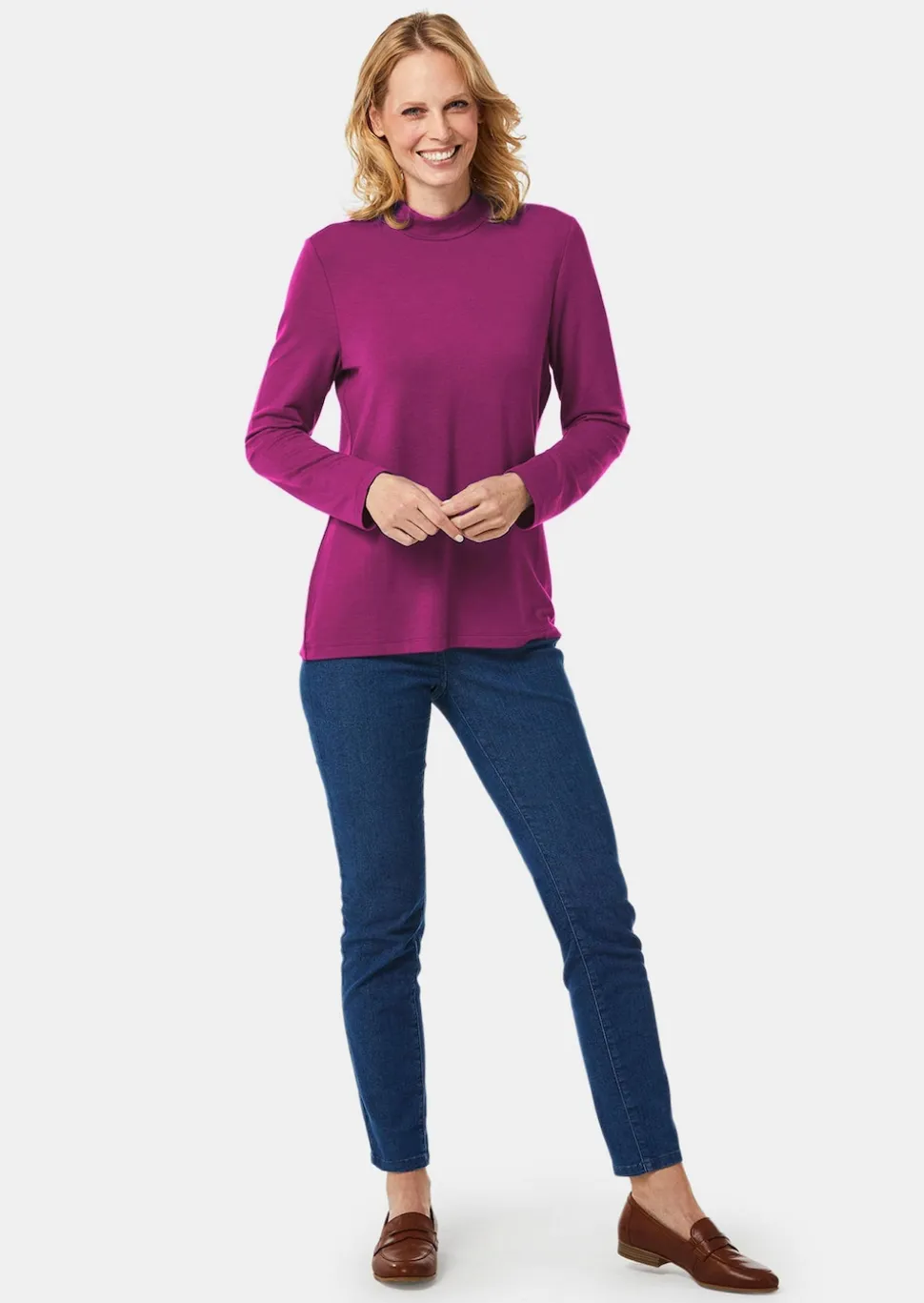 Stehkragenshirt mit Langarm