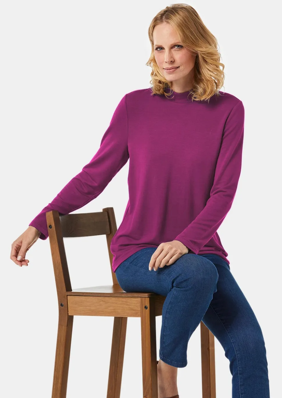 Stehkragenshirt mit Langarm