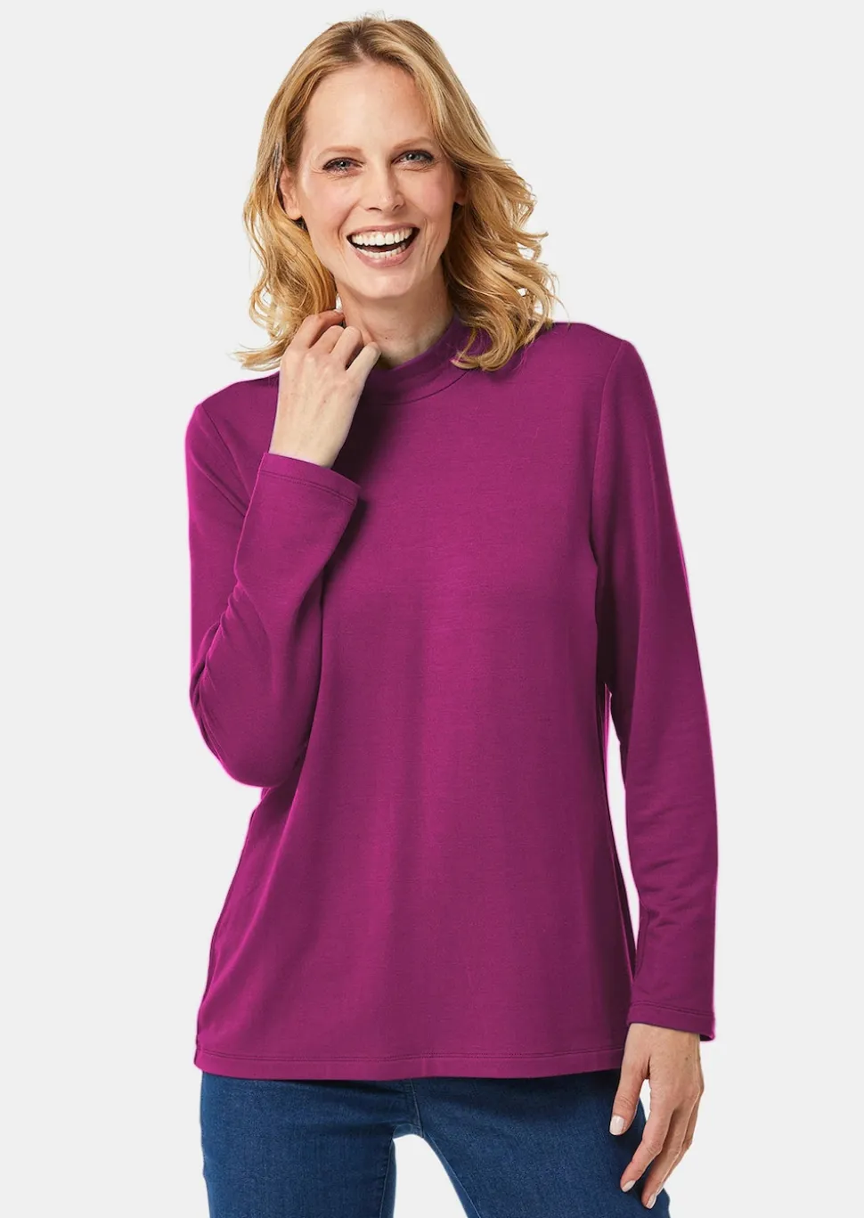 Stehkragenshirt mit Langarm