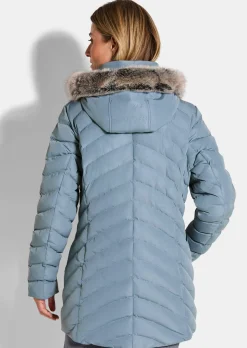 Steppjacke mit abnehmbarer Webpelz-Kapuze