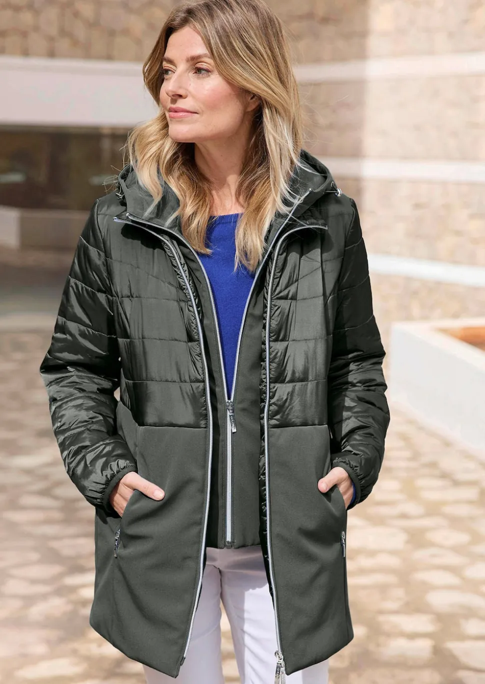 Steppmantel mit Softshell-Einsatz