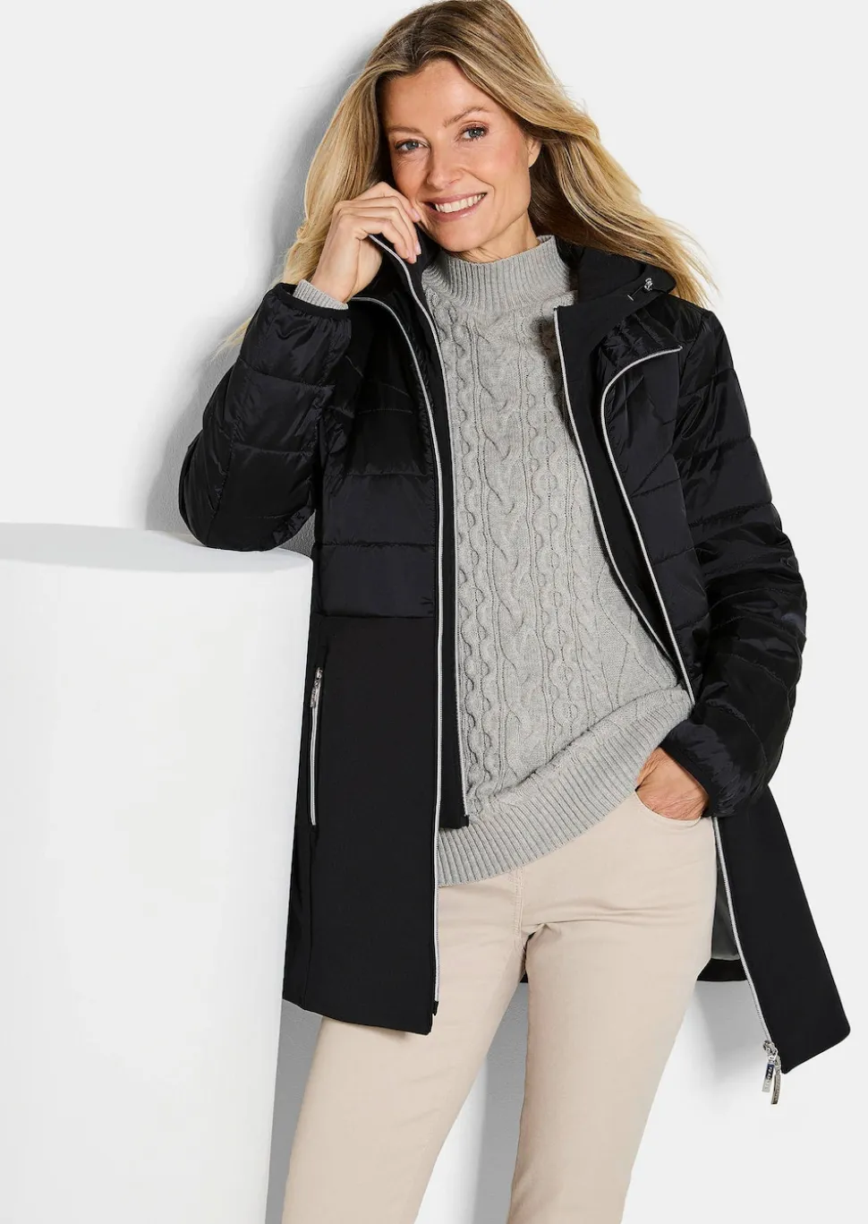 Steppmantel mit Softshell-Einsatz
