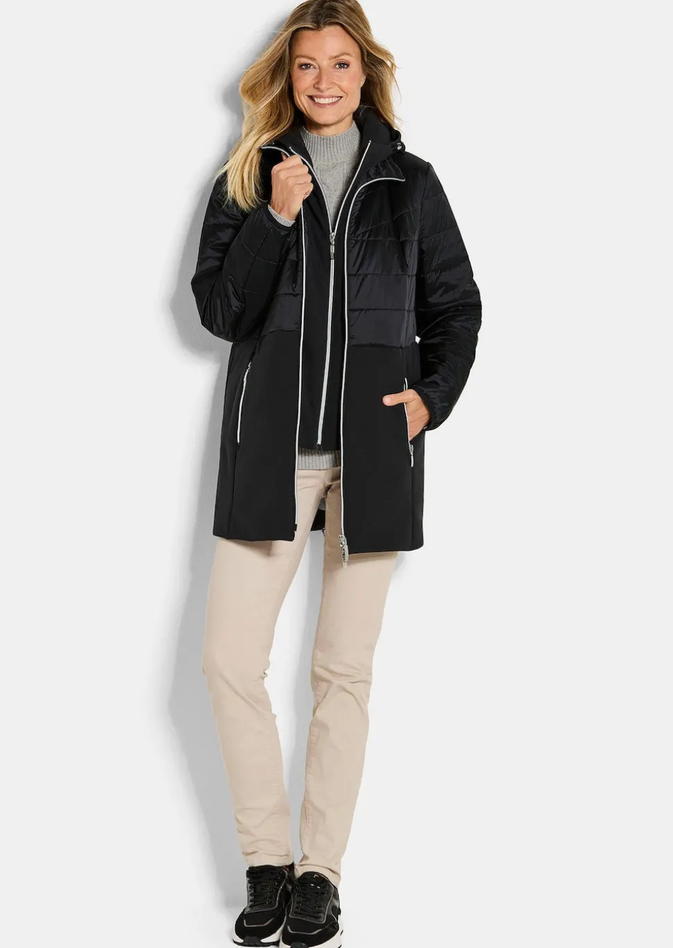 Steppmantel mit Softshell-Einsatz