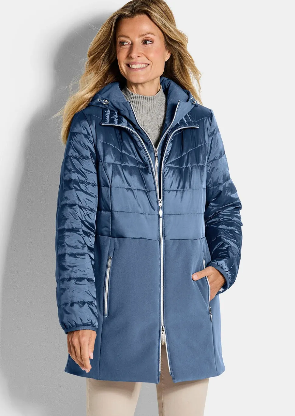 Steppmantel mit Softshell-Einsatz