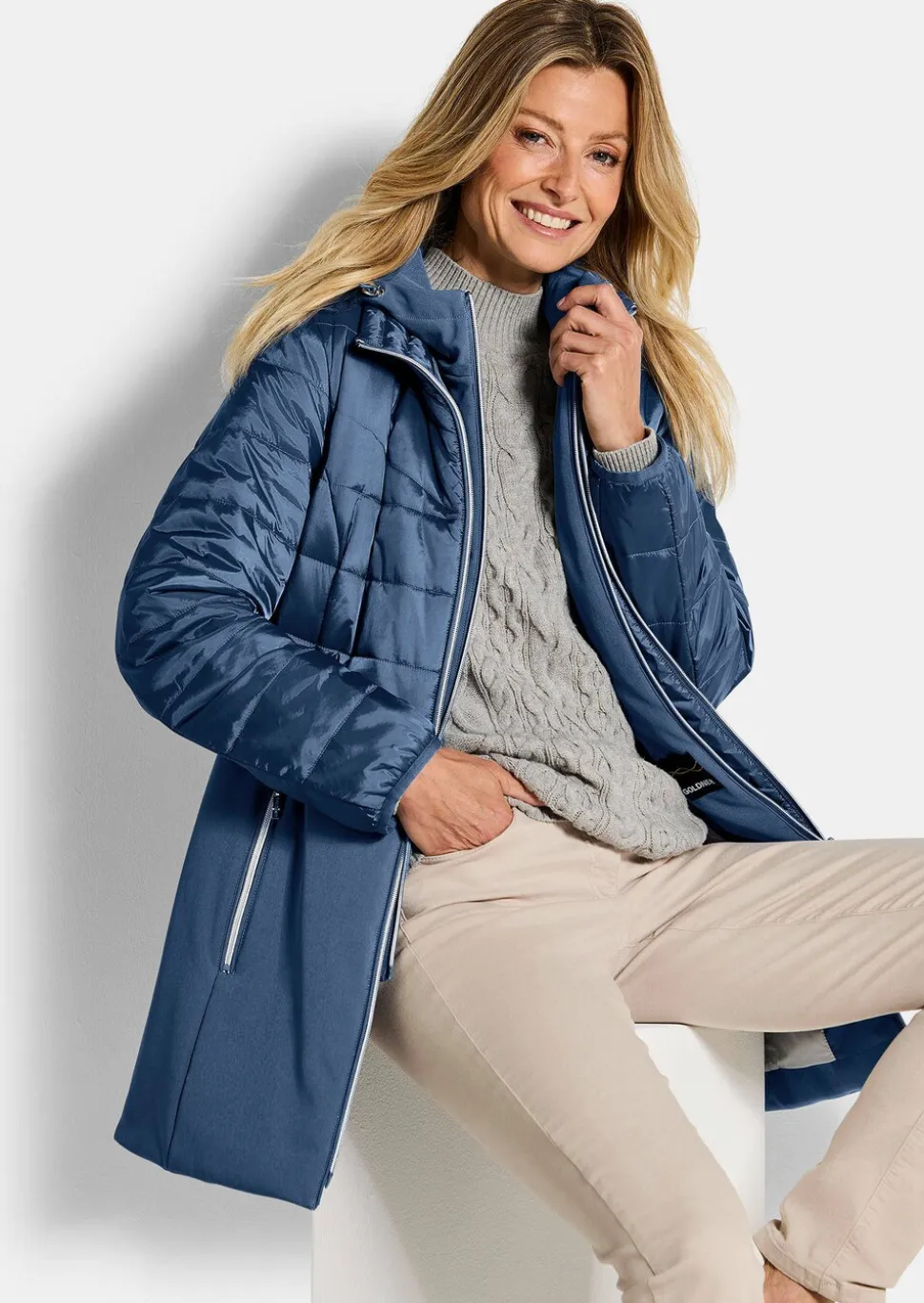 Steppmantel mit Softshell-Einsatz