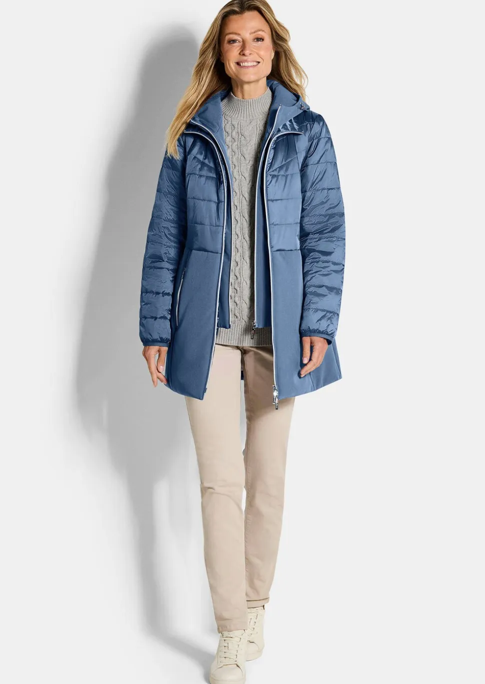 Steppmantel mit Softshell-Einsatz