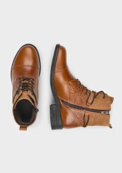 Stiefeletten aus geprägtem Leder