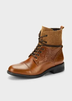Stiefeletten aus geprägtem Leder