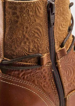 Stiefeletten aus geprägtem Leder