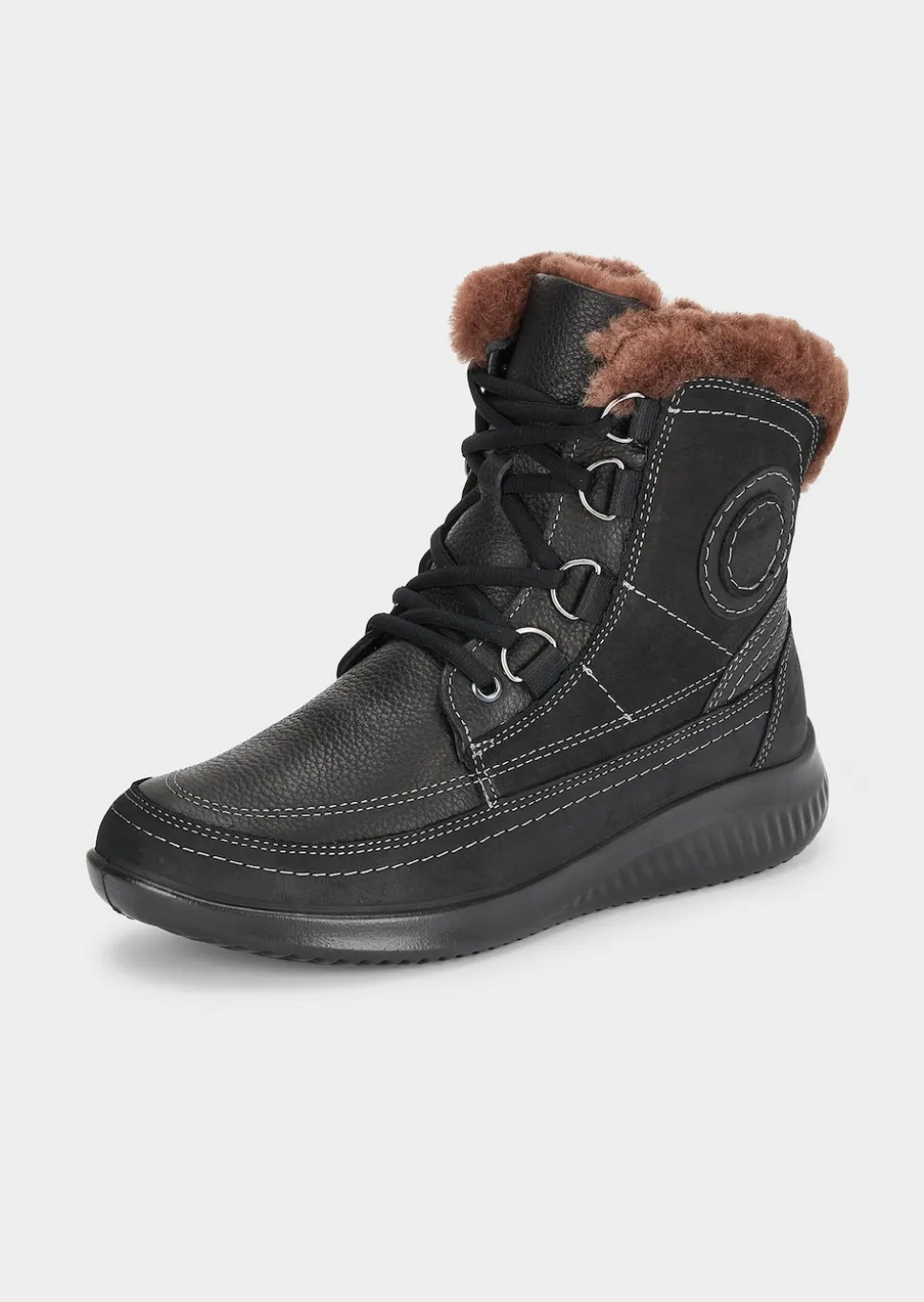 Stiefeletten aus Leder mit Lammfell