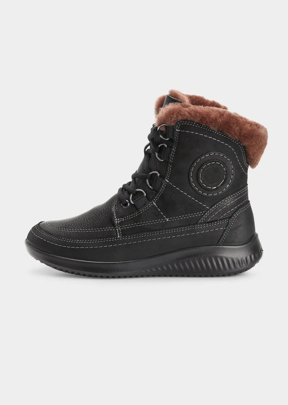 Stiefeletten aus Leder mit Lammfell