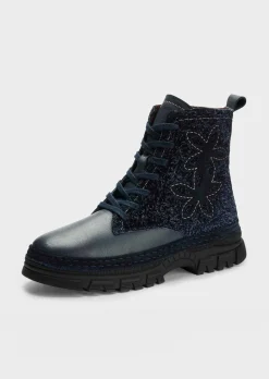 Stiefeletten mit Reißverschluss und Blumenmuster