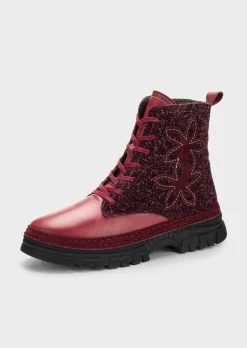Stiefeletten mit Reißverschluss und Blumenmuster