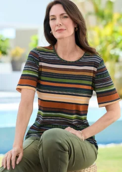Streifen-Shirt aus Baumwolle und Modal