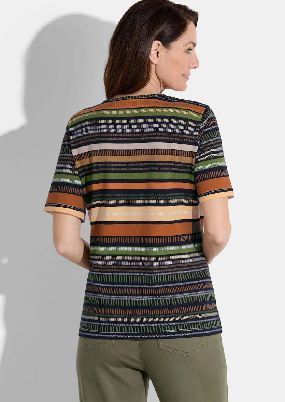 Streifen-Shirt aus Baumwolle und Modal