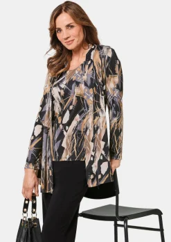 Stretchbequeme Slinky-Longjacke mit aufregendem Druck