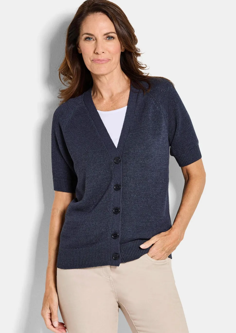 Strickjacke aus kühlem Bändchengarn