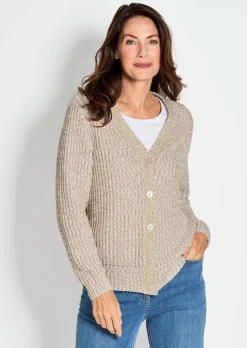 Strickjacke aus Multicolor-Bändchengarn