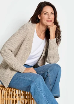 Strickjacke aus Multicolor-Bändchengarn