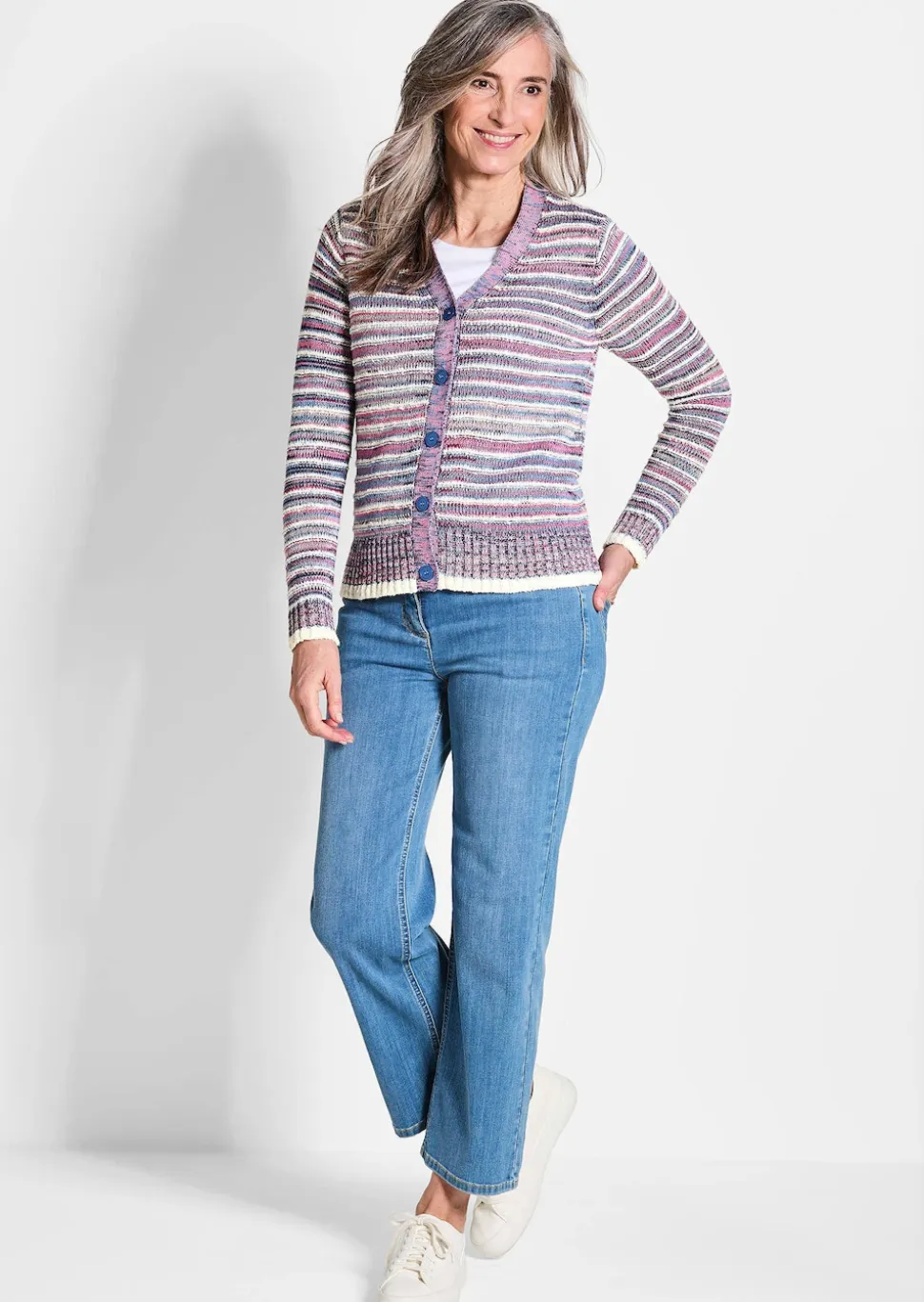 Strickjacke im Multicolor-Ringelmuster