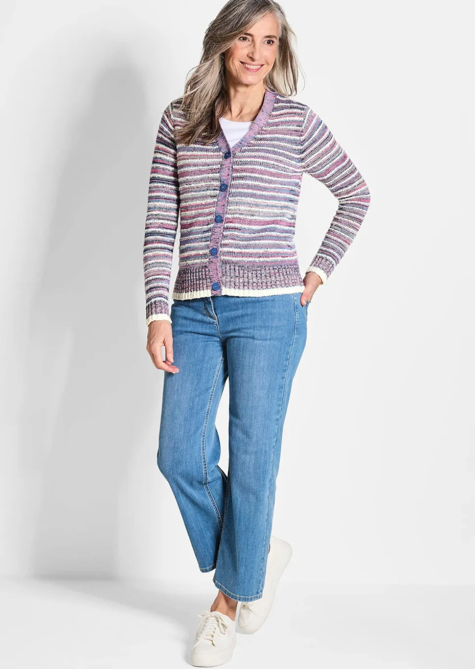 Strickjacke im Multicolor-Ringelmuster