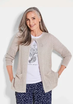 Strickjacke mit Lochmuster