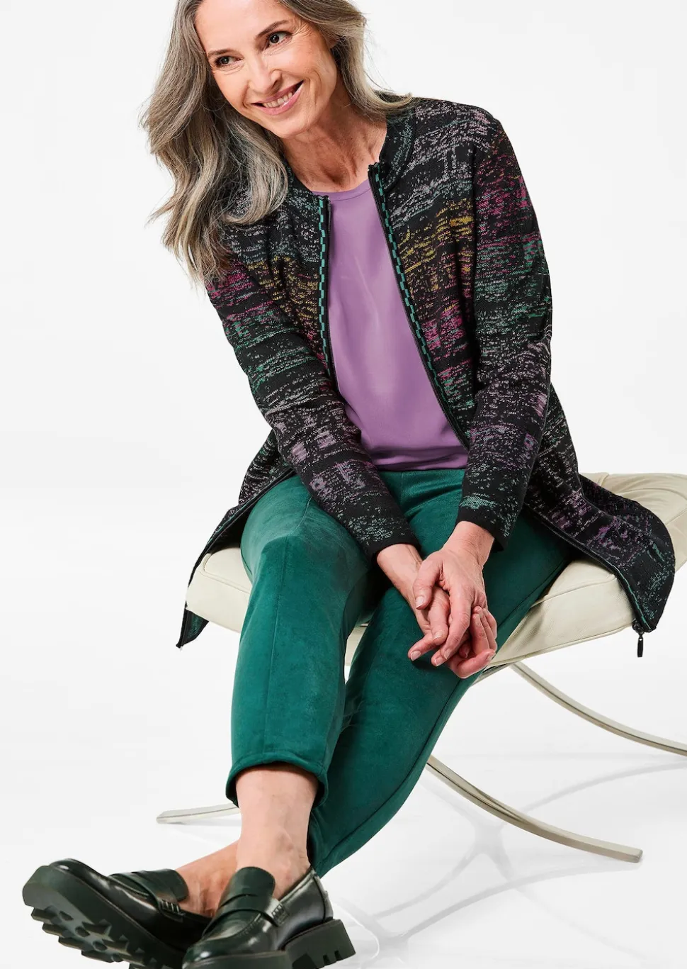 Strickjacke mit Multicolor Ringeloptik