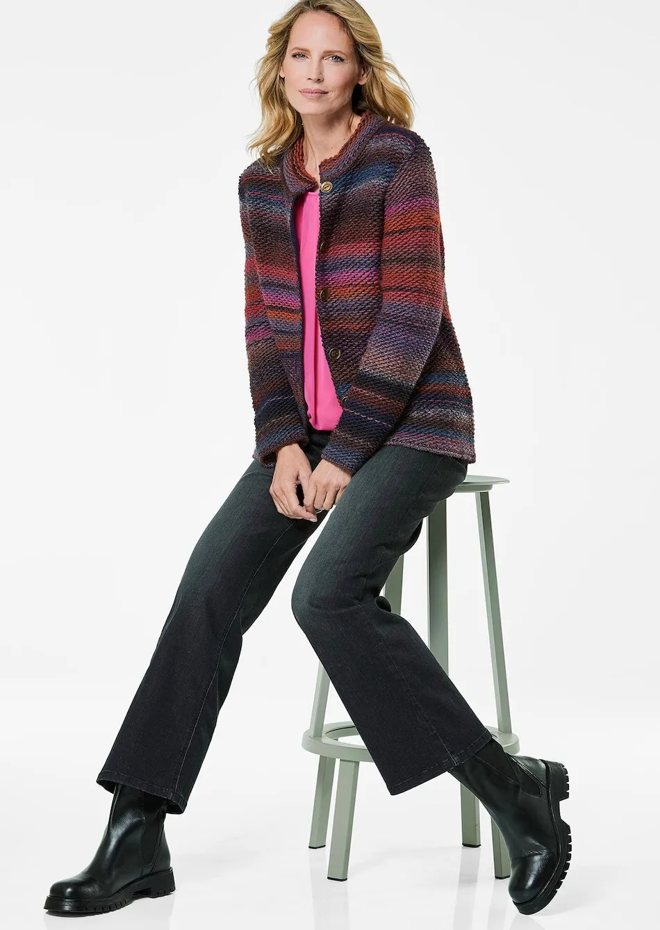 Strickjacke mit Multicolor Ringeloptik