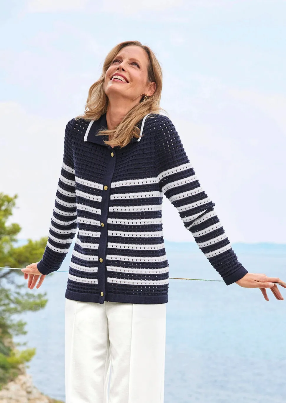 Strickjacke mit Polokragen