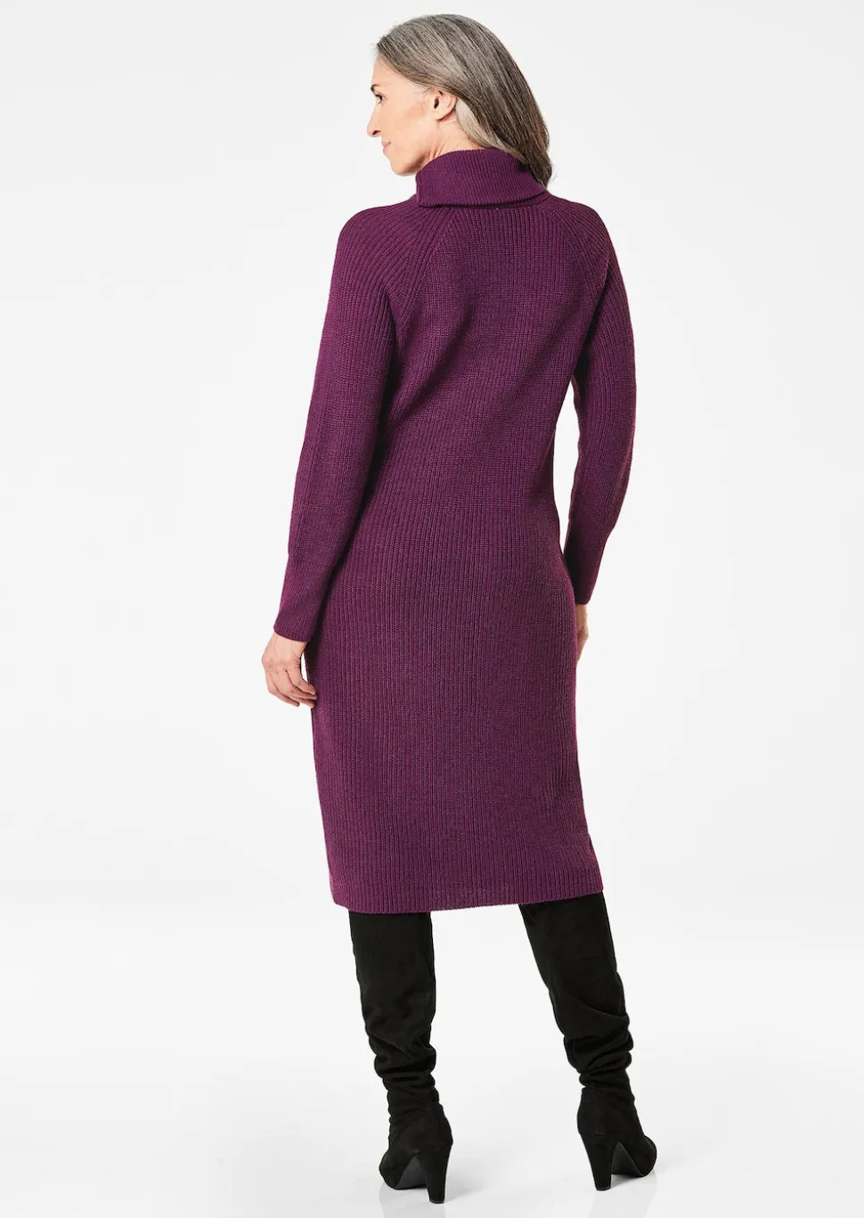 Strickkleid mit raffiniertem asymmetrischem Kragen