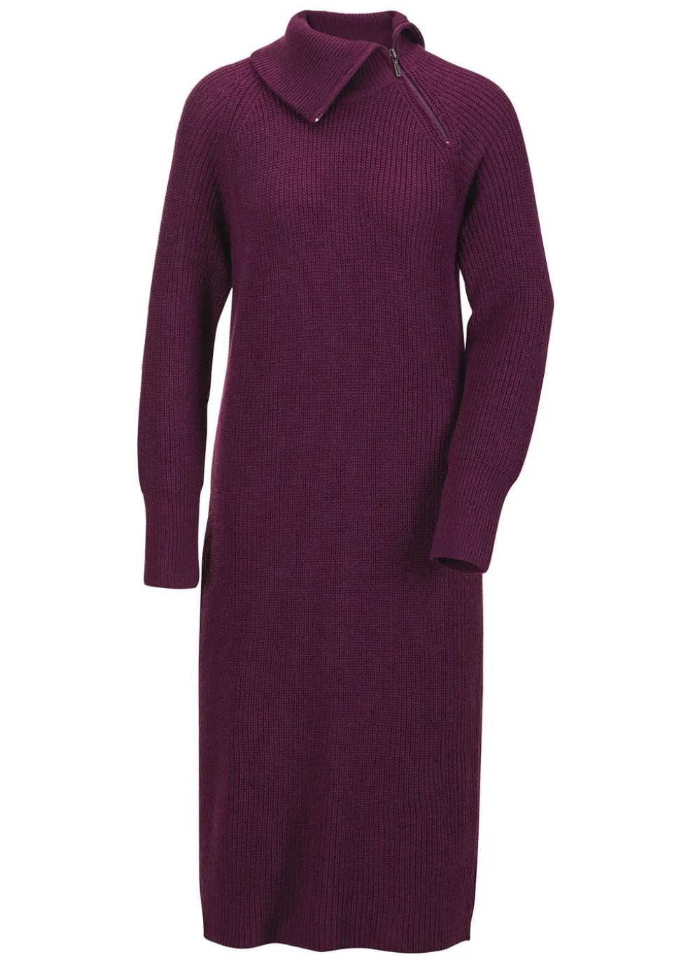 Strickkleid mit raffiniertem asymmetrischem Kragen