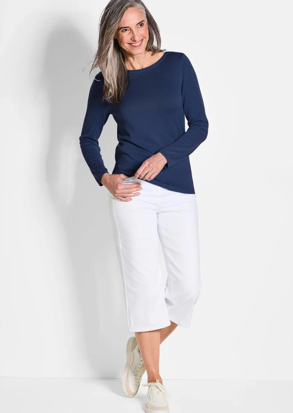 Strickpullover mit U-Boot-Ausschnitt