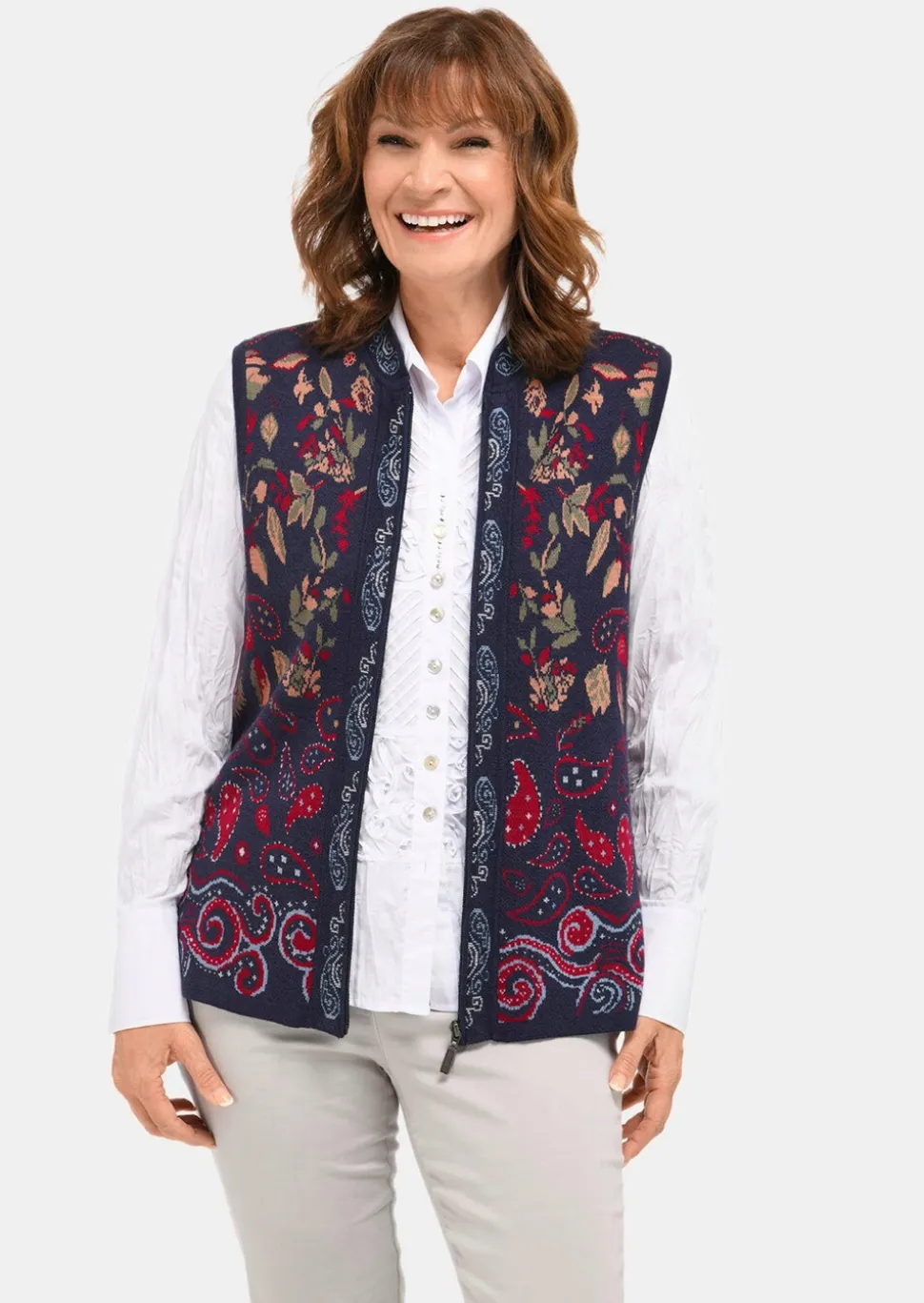 Strickweste mit aufwändigem Jacquardmuster