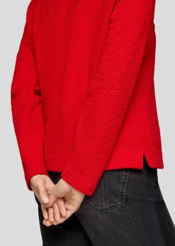 Strukturiertes Shirt mit Troyer-Kragen