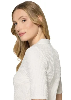 Struktur-Poloshirt mit Strickkragen