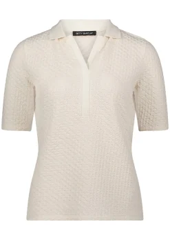 Struktur-Poloshirt mit Strickkragen